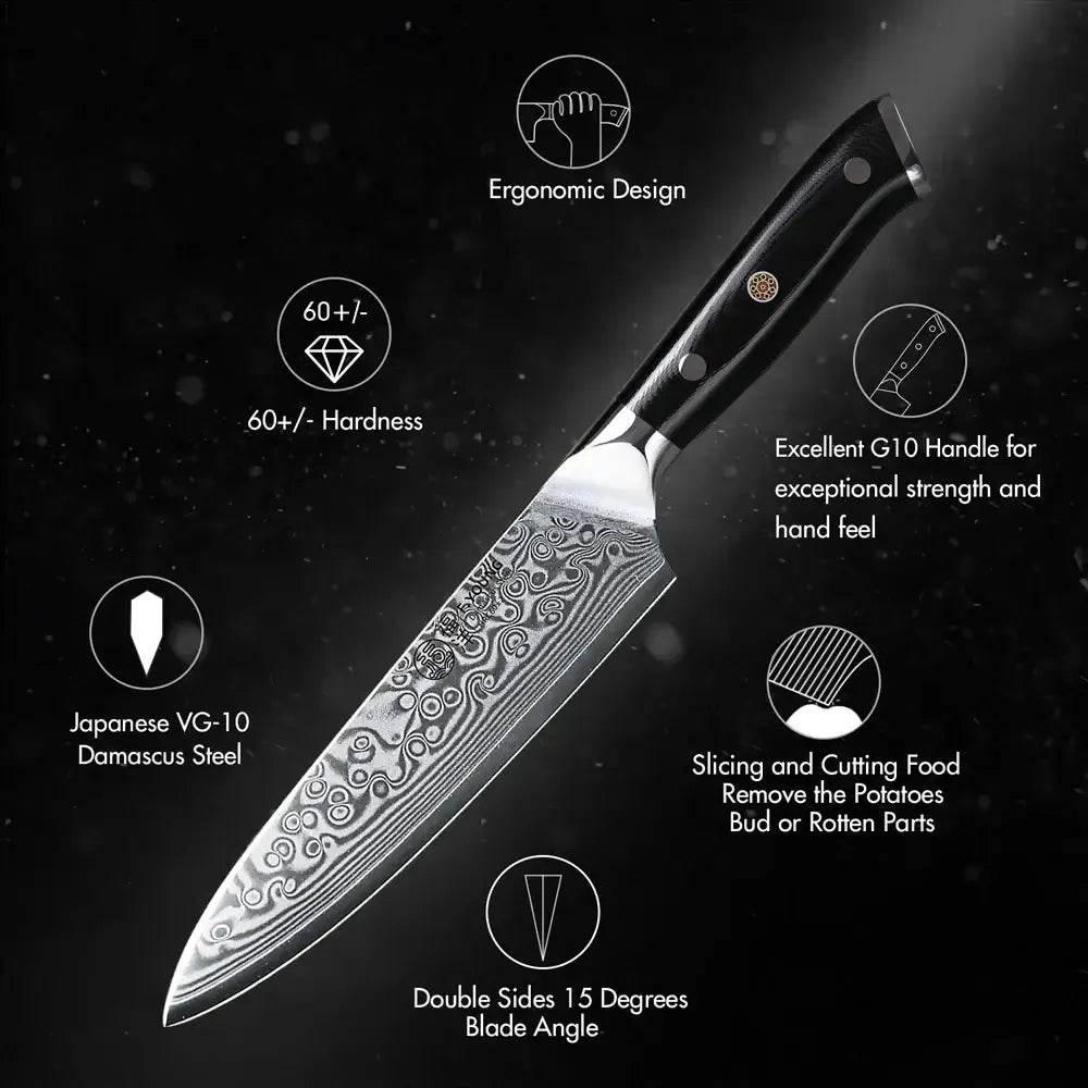 F.YOUNG 5-Zoll Damastmesser | 67 Lagen mit G10-Griff - Kochschein