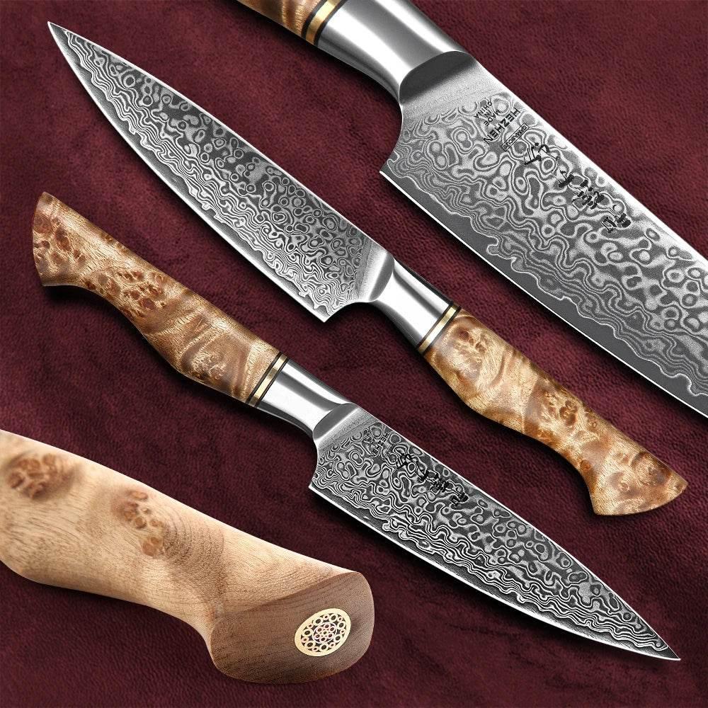 HEZHEN Utility Damastmesser - Master Series 5 Zoll | 67-Lagen - Kochschein