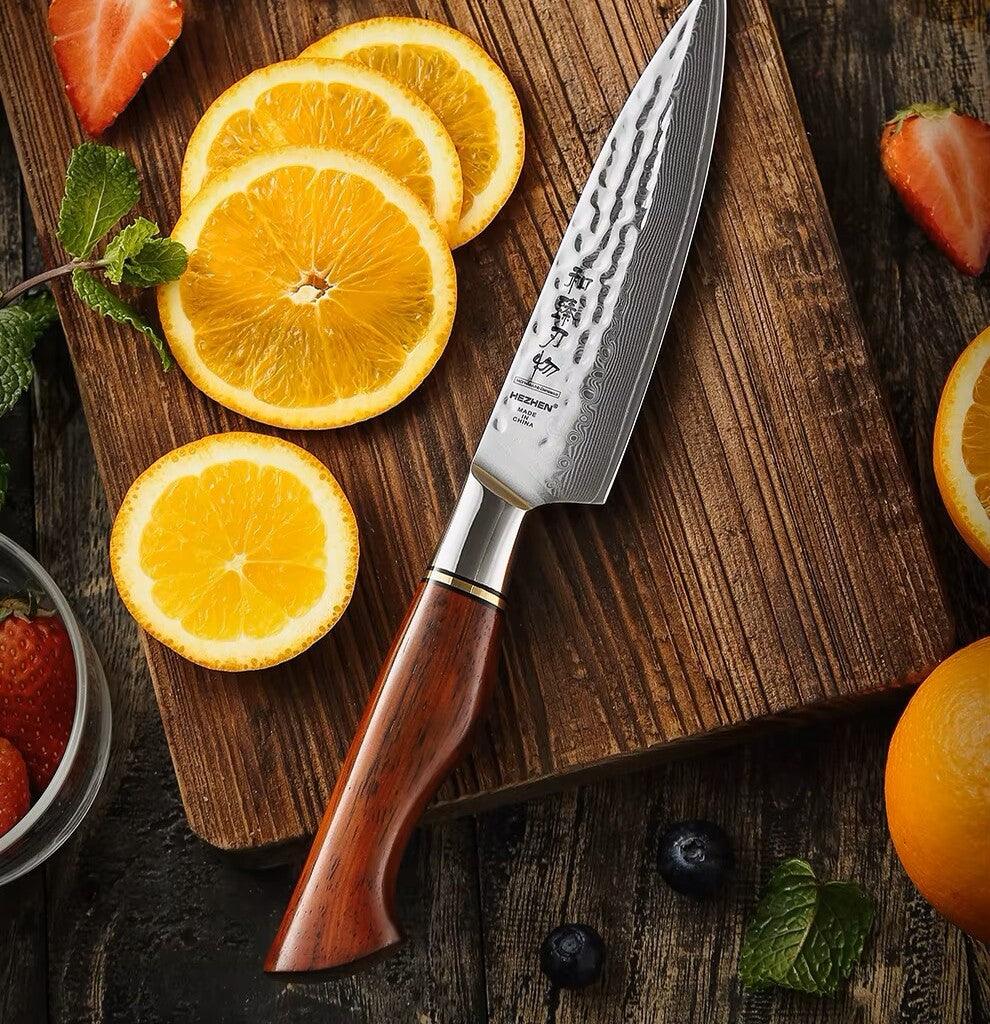 HEZHEN Santoku Damastmesser - Master Series 5 Zoll | 73-Lagen Premium Qualität - Kochschein