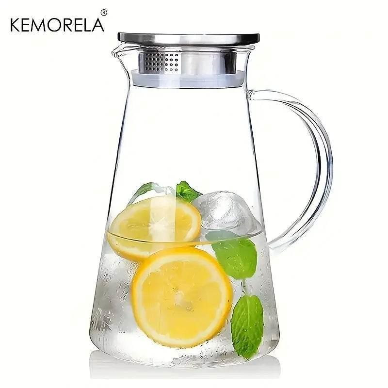 KEMORELA Moderne hitzebeständige Glas Karaffe mit Griff (2 Liter) - Kochschein
