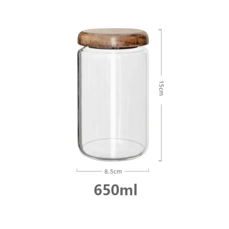 KEMORELA Transparenter Vorratsbehälter mit Holzdeckel (4 Größen) - Kochschein