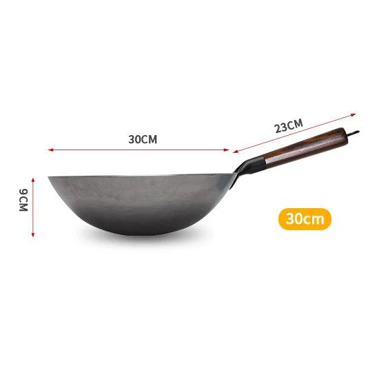 KONCO Traditioneller handgefertigter Wok mit Holzgriff (2 Größen) - Kochschein