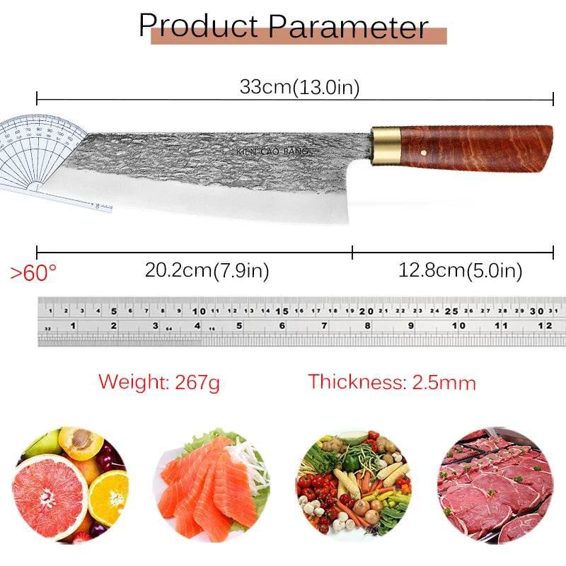 Professionelles japanisches Küchenmesser (20cm) handgeschmiedet mit Geschenkbox - Kochschein