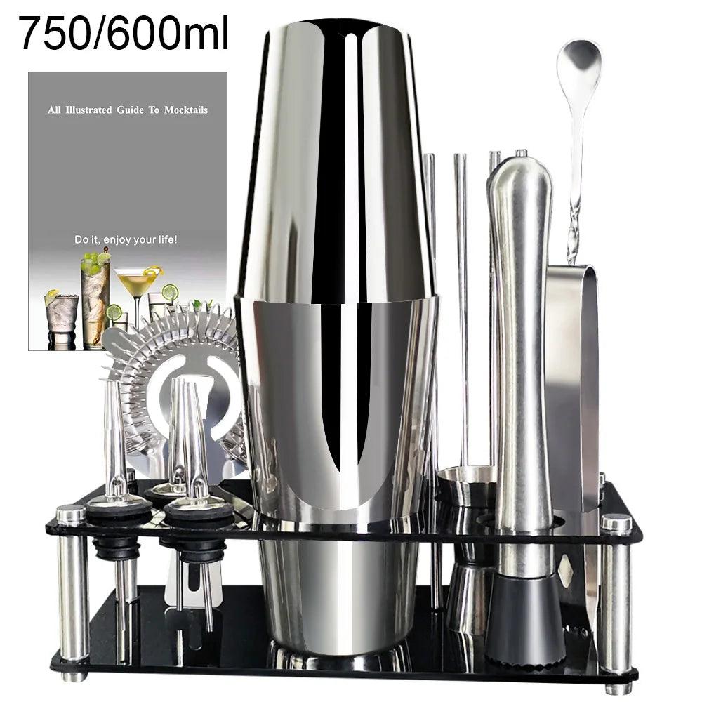 Profi Cocktail Shaker Set 12-teilig mit Ständer (verschiedene Farben) - Kochschein