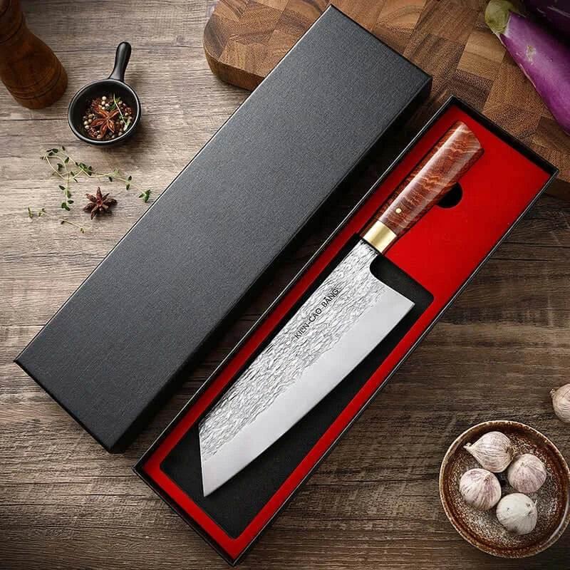 Professionelles japanisches Küchenmesser (20cm) handgeschmiedet mit Geschenkbox - Kochschein