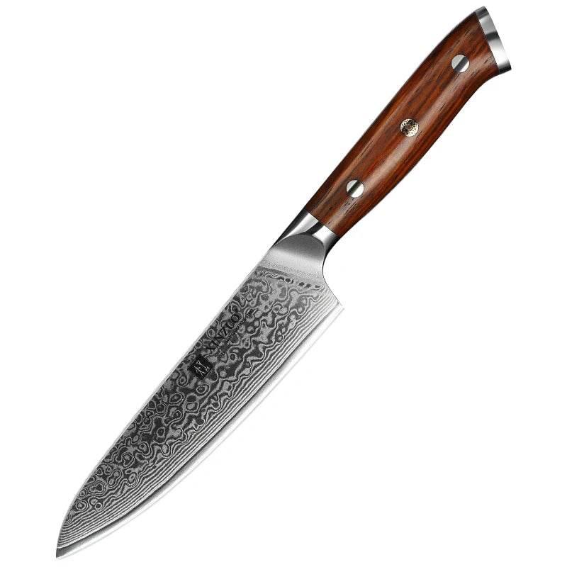 XINZUO Utility Damastmesser 5" – Japanischer Damaskus Stahl - Kochschein