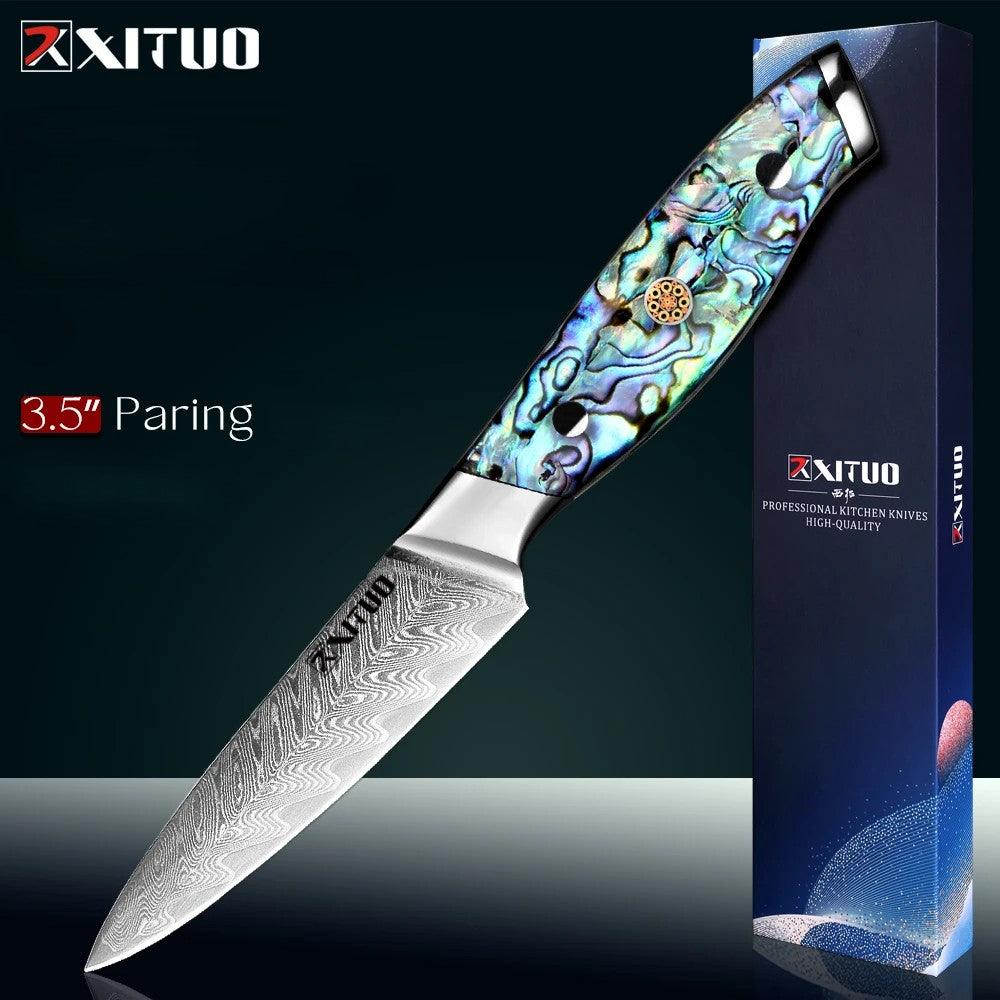 XITUO Damastmesser Gemüsemesser 3,5 Zoll mit buntem Griff und Geschenkbox, exklusives Küchenmesser