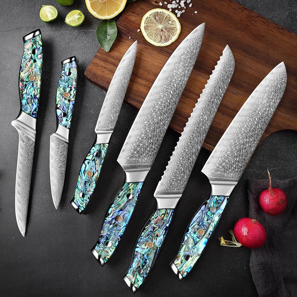 XITUO Premium Damastmesser Set – Art-Series | 67 Lagen Damaststahl mit farbigem Griff - Kochschein