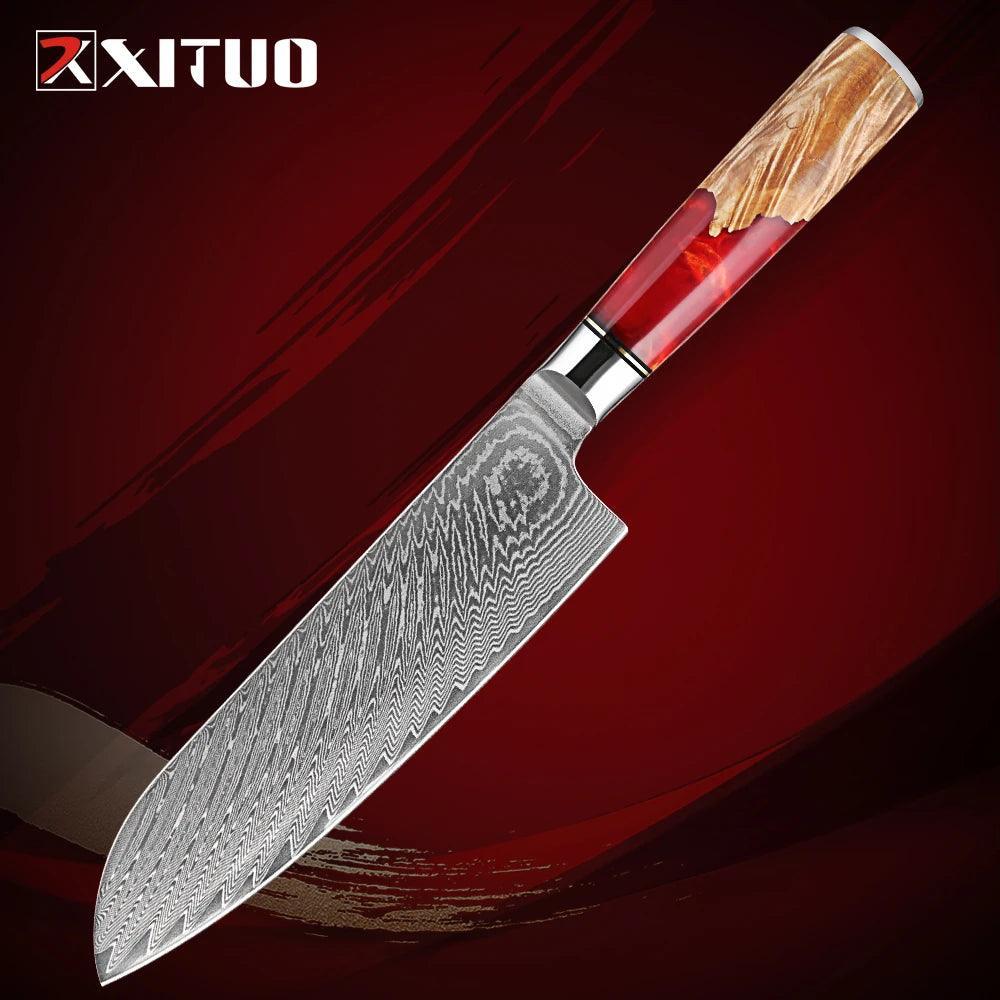 XITUO 7-Zoll Santoku Damastmesser – Höchste Präzision trifft auf stilvolles Design - Kochschein