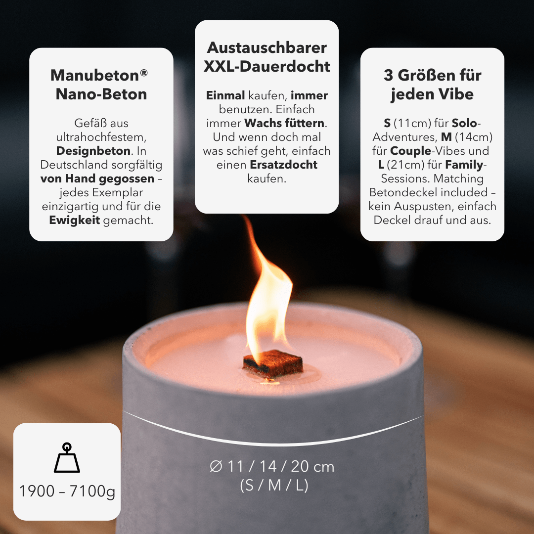 Dauerfeuer Kerze CLARUS Outdoor