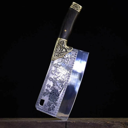 Einzigartiges 7,7 Zoll Chopper Küchenmesser - Edelstahl und Kupferverzierungen - Kochschein