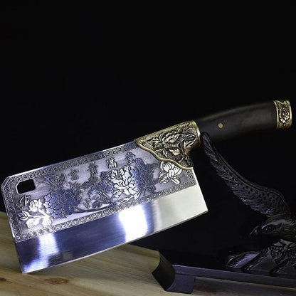 Einzigartiges 7,7 Zoll Chopper Küchenmesser - Edelstahl und Kupferverzierungen - Kochschein