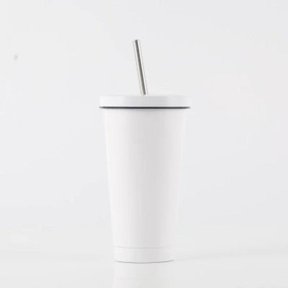 Wiedervewendbarer Edelstahl Trinkbecher Kaffeebecher - Deckel und Strohhalm (10 Farben) - Kochschein