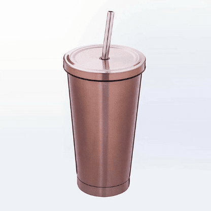 Wiedervewendbarer Edelstahl Trinkbecher Kaffeebecher - Deckel und Strohhalm (10 Farben) - Kochschein
