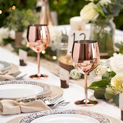 Edelstahl Weingläser - Champagner Rotwein Cocktailgläser (6er Set in 4 Farben) - Kochschein