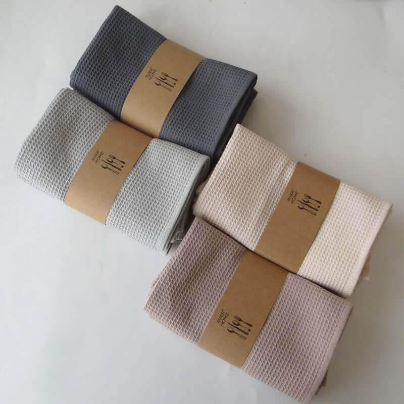 Geschirrtücher aus Baumwolle im eleganten Design - 2er Set (vier Farben) - Kochschein