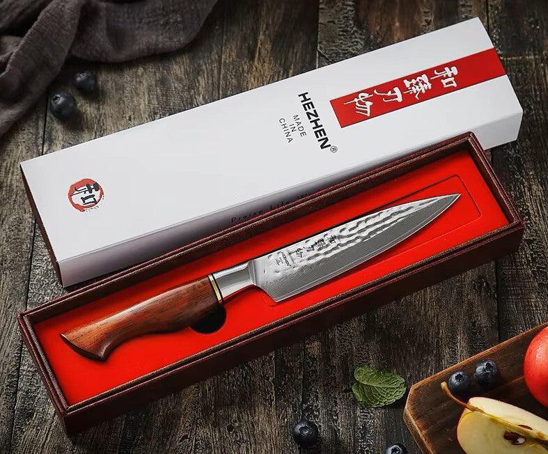 HEZHEN Santoku Damastmesser - Master Series 5 Zoll | 73-Lagen Premium Qualität - Kochschein