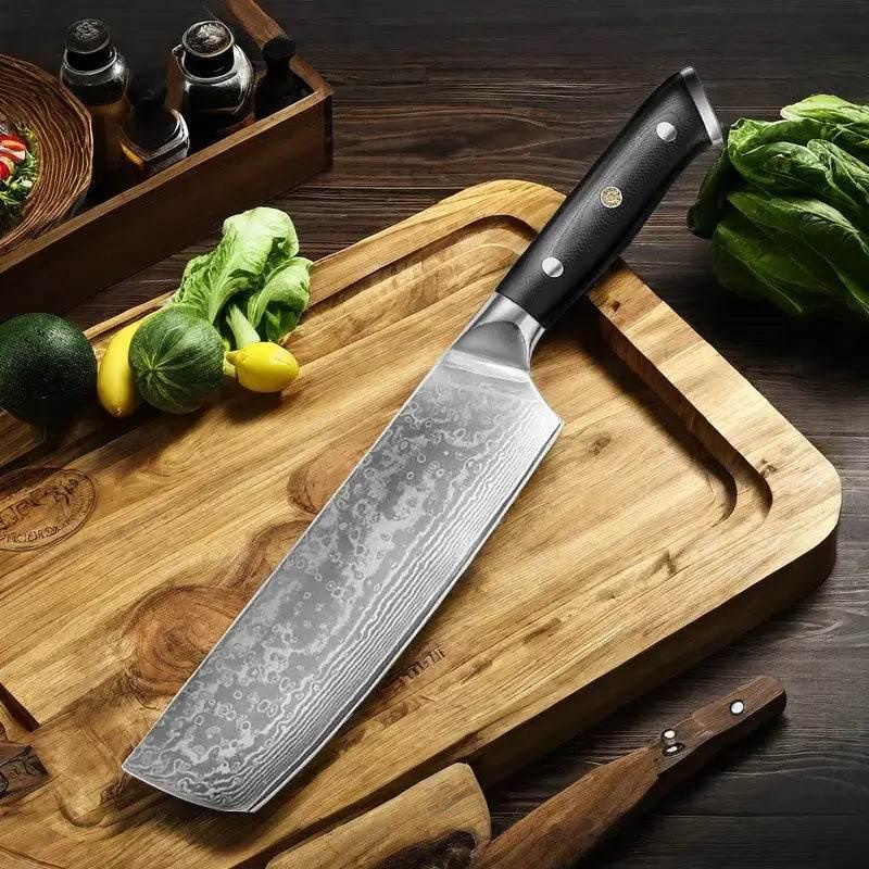 Japanisches Nakiri Damastmesser 7 Zoll mit Holzgriff | 67-Lagen VG10 Stahl - Kochschein