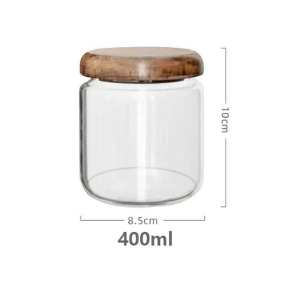 KEMORELA Transparenter Vorratsbehälter mit Holzdeckel (4 Größen) - Kochschein