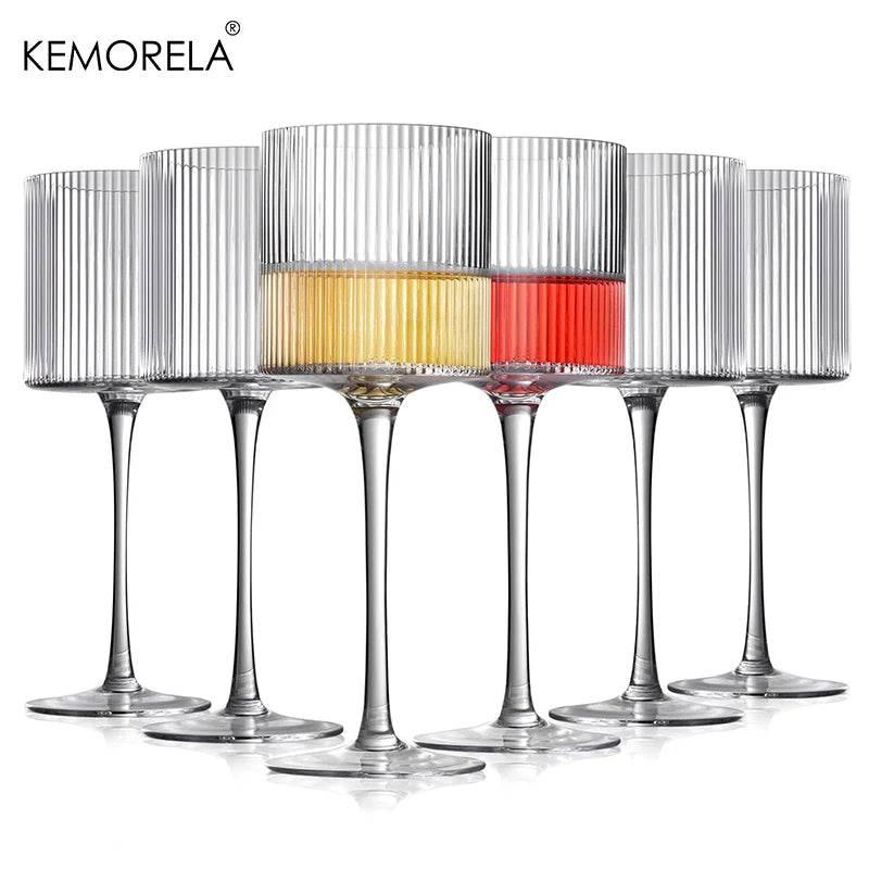 KEMORELA Französische Weingläser mit vertikale Linien (4er und 6er Set) - Kochschein