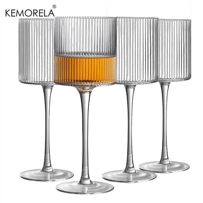 KEMORELA Französische Weingläser mit vertikale Linien (4er und 6er Set) - Kochschein