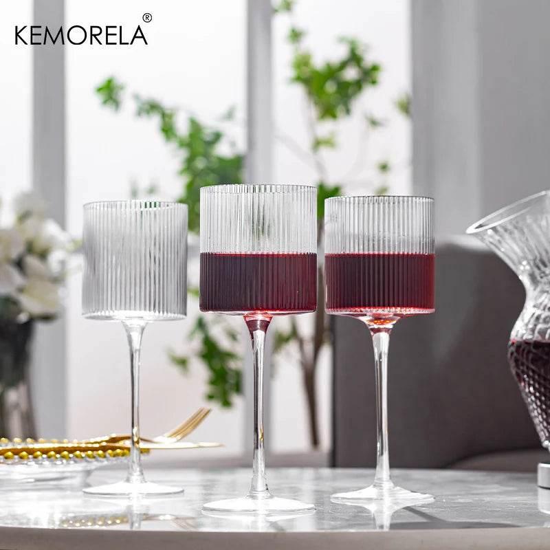 KEMORELA Französische Weingläser mit vertikale Linien (4er und 6er Set) - Kochschein