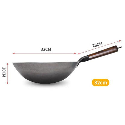 KONCO Traditioneller handgefertigter Wok mit Holzgriff (2 Größen) - Kochschein