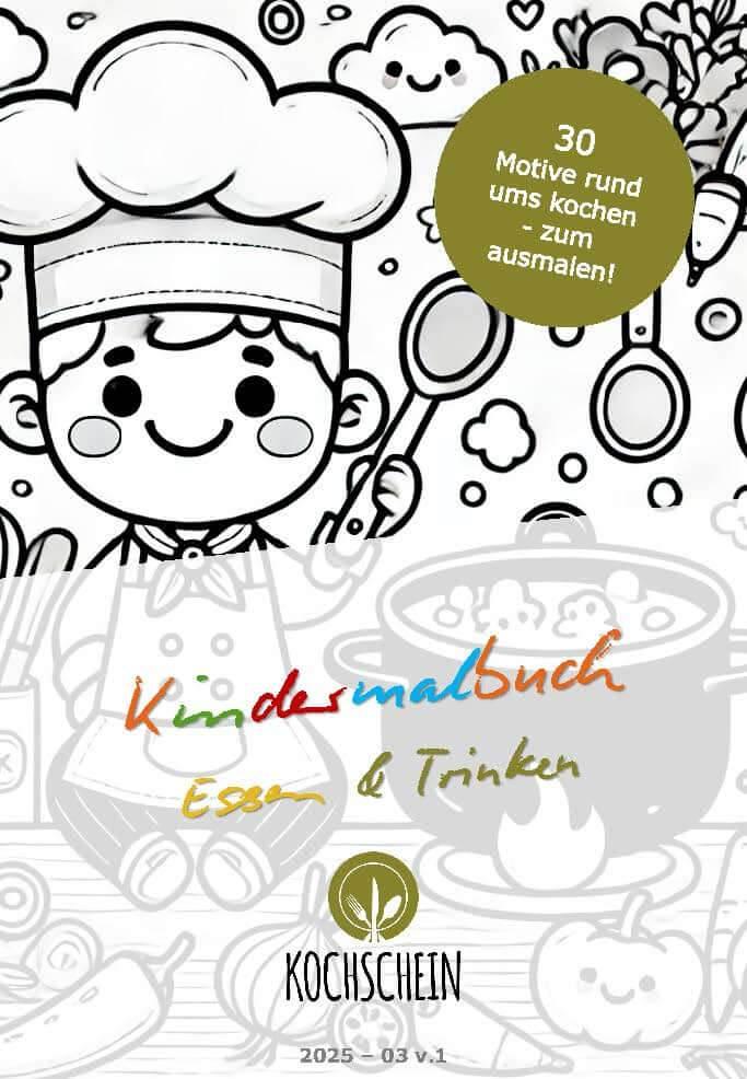 Kinder Malbuch „Kochspaß für Kinder“ - 2. Auflage - Kochschein