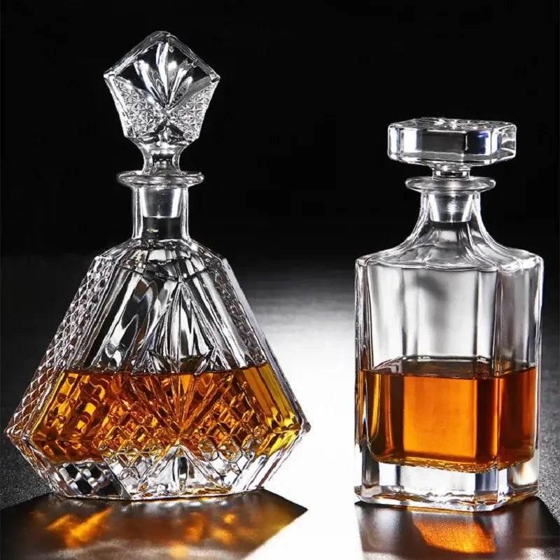 Edle handgefertigte Kristall Dekanter Whiskey - Karaffe (6 Varianten) - Kochschein