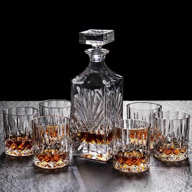 Wunderschöne Kristallkaraffe für Whiskey, Cognac im Set - Gläser 6 Stck. - Kochschein
