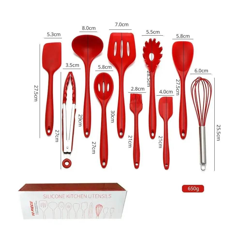 Küchenbesteck-Set - Küchenutensilien | Silikon (10-teilig) - Kochschein