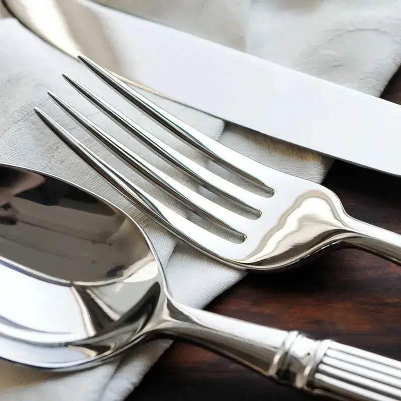 Luxuriöses Besteck Set mit Säulendesigngriff aus Edelstahl (Silber oder Gold) - Kochschein