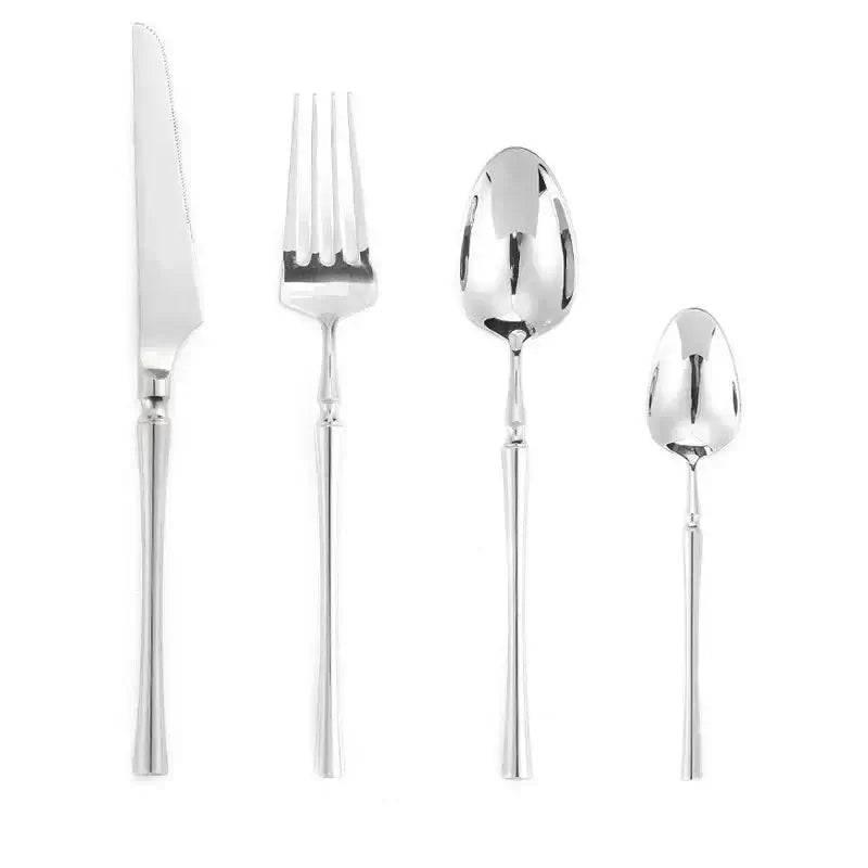 Luxuriöses silbernes Besteck Set aus Edelstahl (Einzeln oder im Set bestellbar) - Kochschein