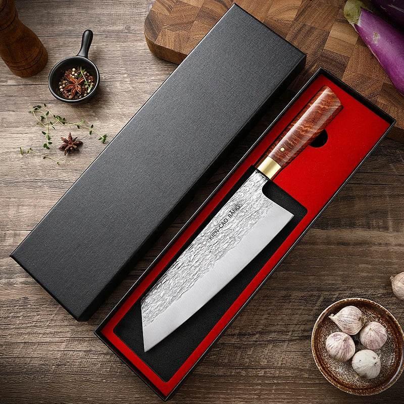 Professionelles japanisches Küchenmesser (20cm) handgeschmiedet mit Geschenkbox - Kochschein