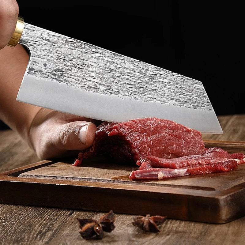 Professionelles japanisches Küchenmesser (20cm) handgeschmiedet mit Geschenkbox - Kochschein