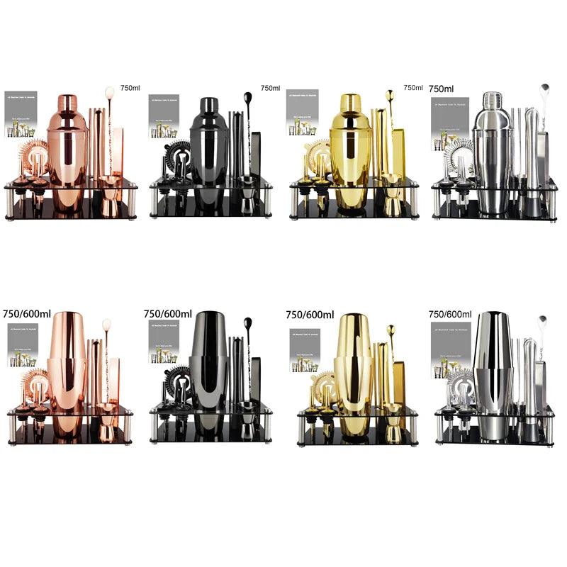 Profi Cocktail Shaker Set 12-teilig mit Ständer (verschiedene Farben) - Kochschein