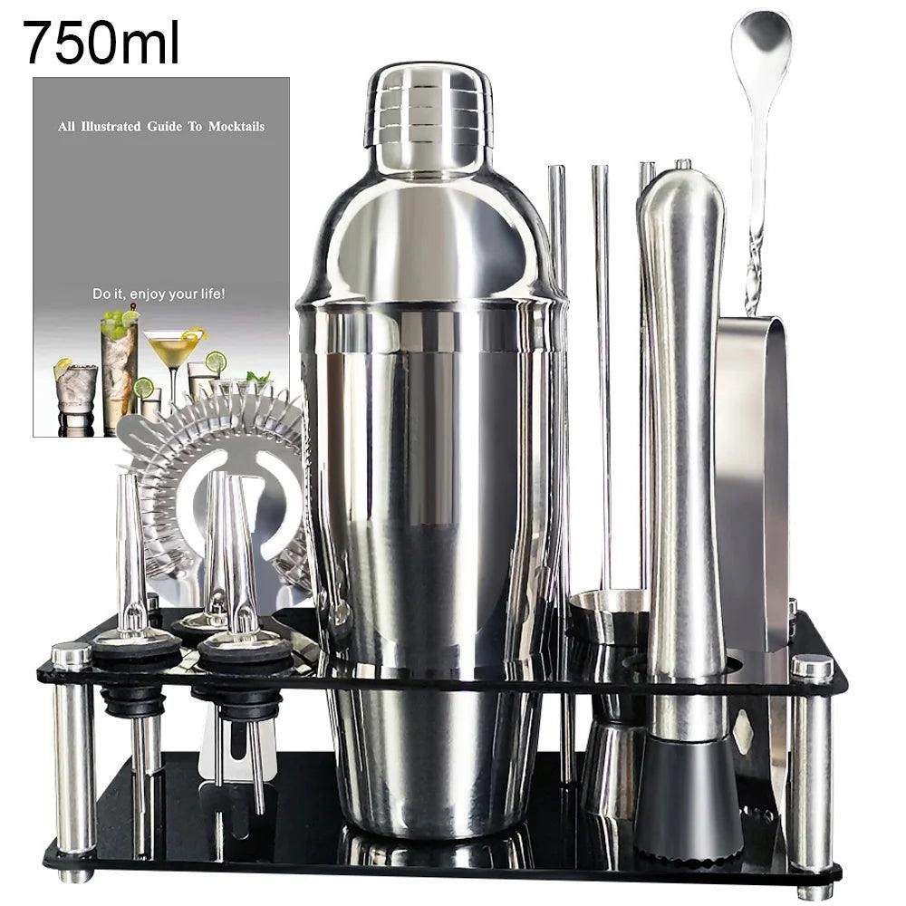 Profi Cocktail Shaker Set 12-teilig mit Ständer (verschiedene Farben) - Kochschein