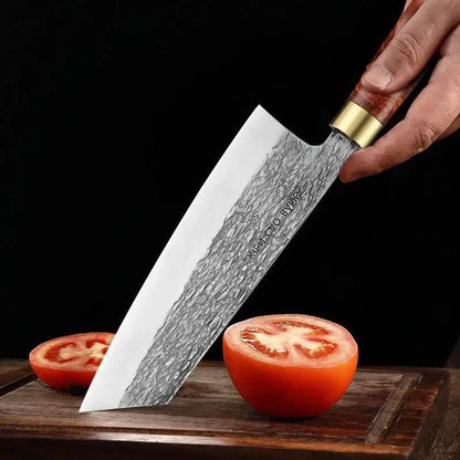 Professionelles japanisches Küchenmesser (20cm) handgeschmiedet mit Geschenkbox - Kochschein