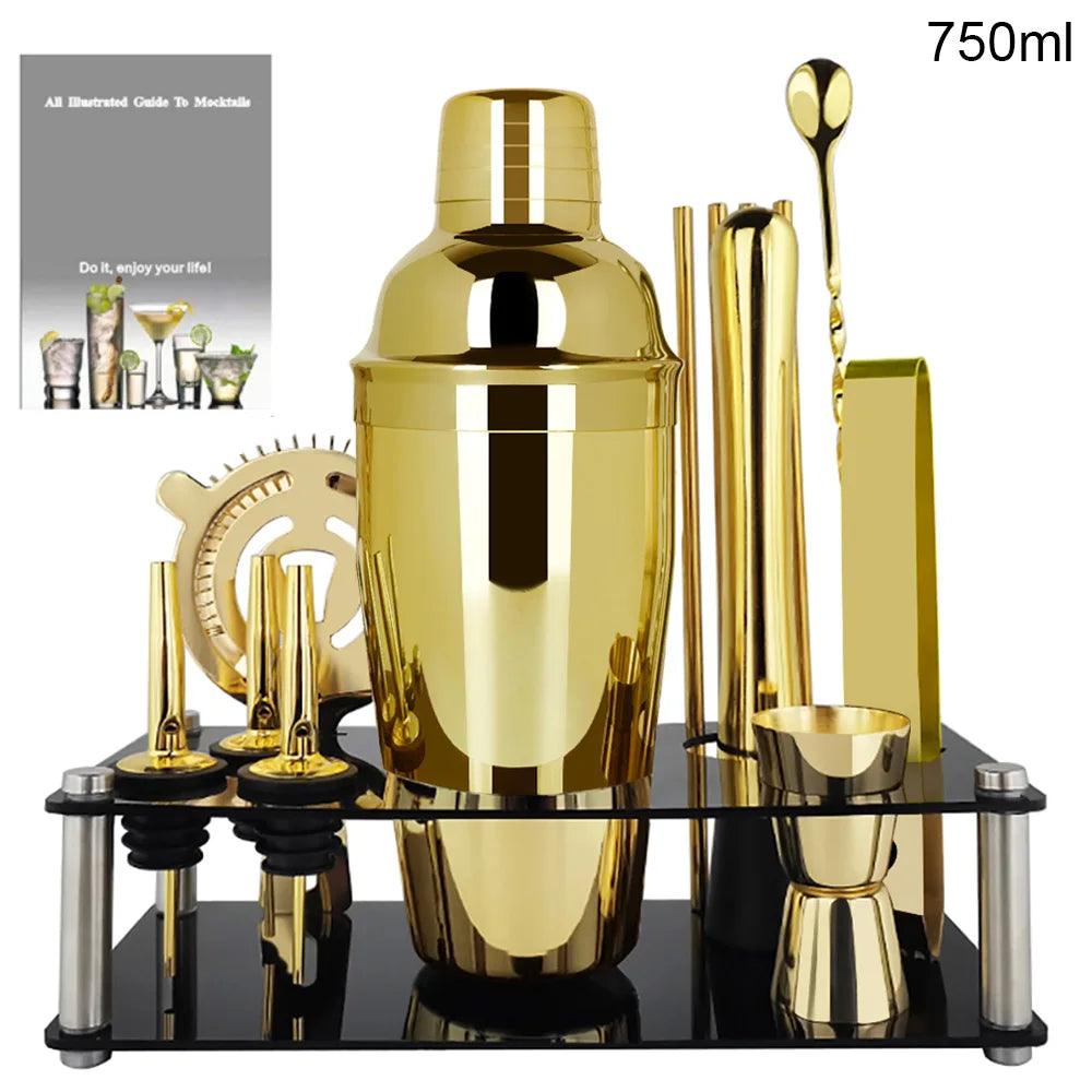 Profi Cocktail Shaker Set 12-teilig mit Ständer (verschiedene Farben) - Kochschein