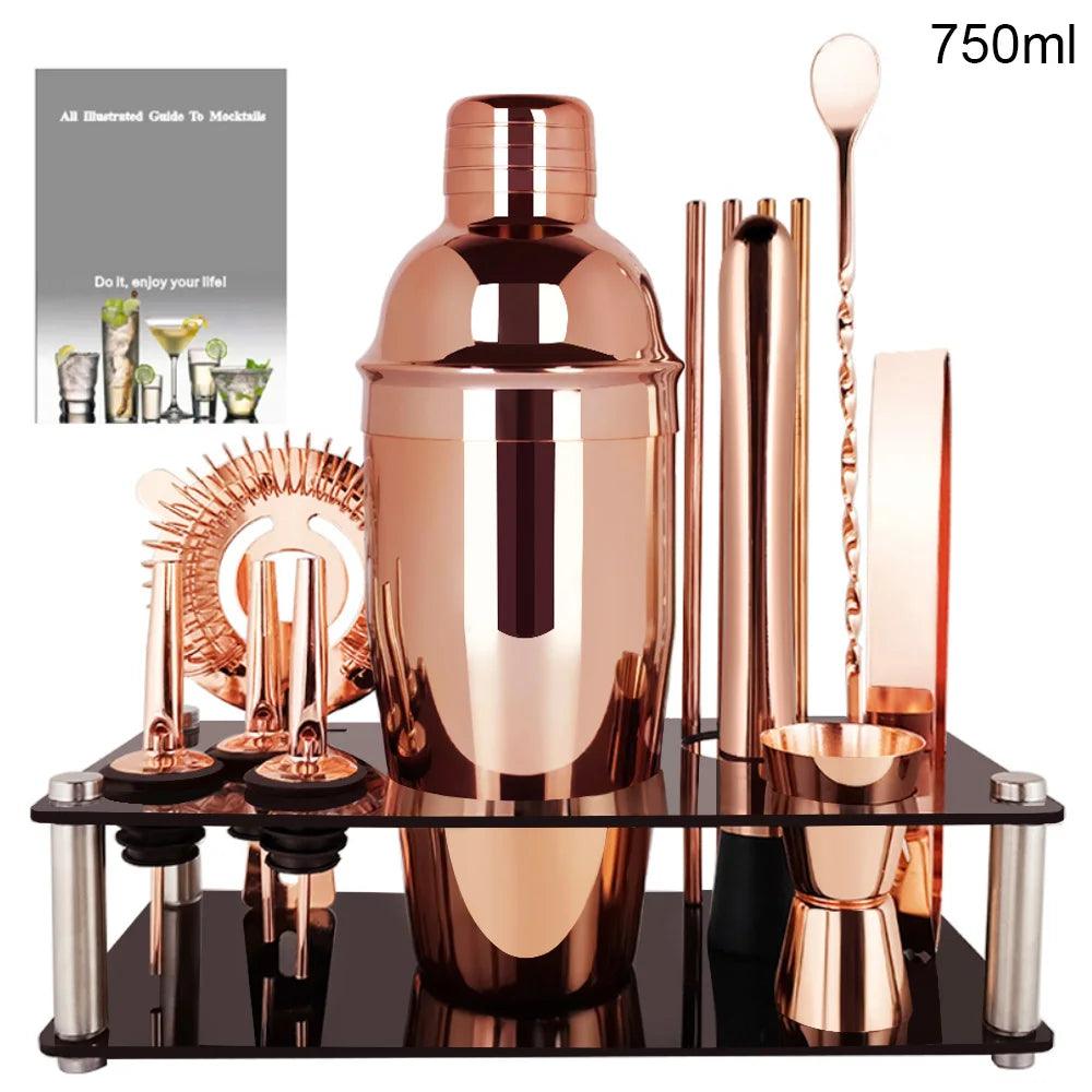 Profi Cocktail Shaker Set 12-teilig mit Ständer (verschiedene Farben) - Kochschein