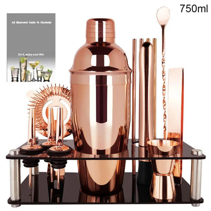 Profi Cocktail Shaker Set 12-teilig mit Ständer (verschiedene Farben) - Kochschein