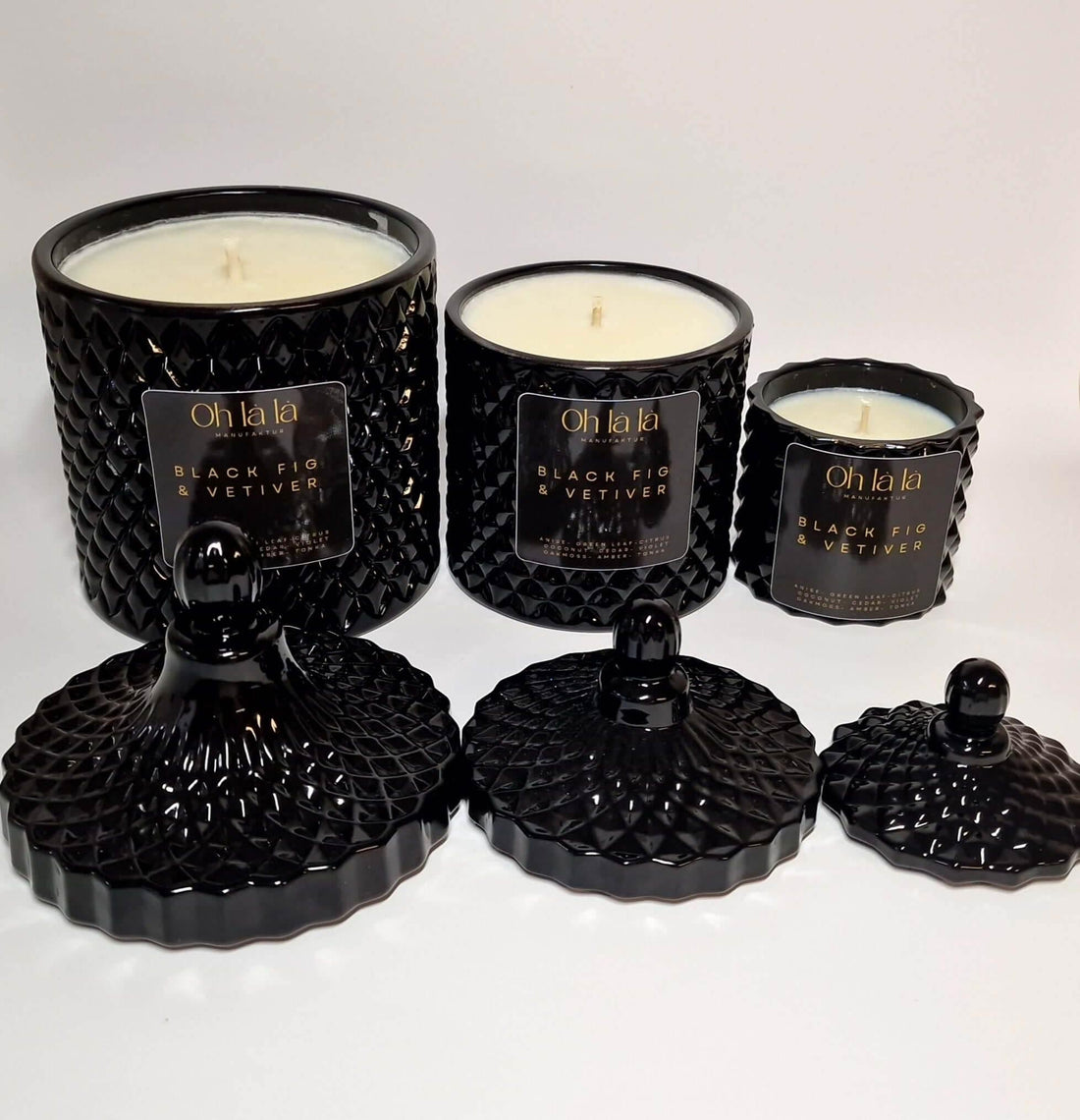 Wunderschöne Sojakerze FEIGE &amp; VETIVER (3 Größen) - Kochschein