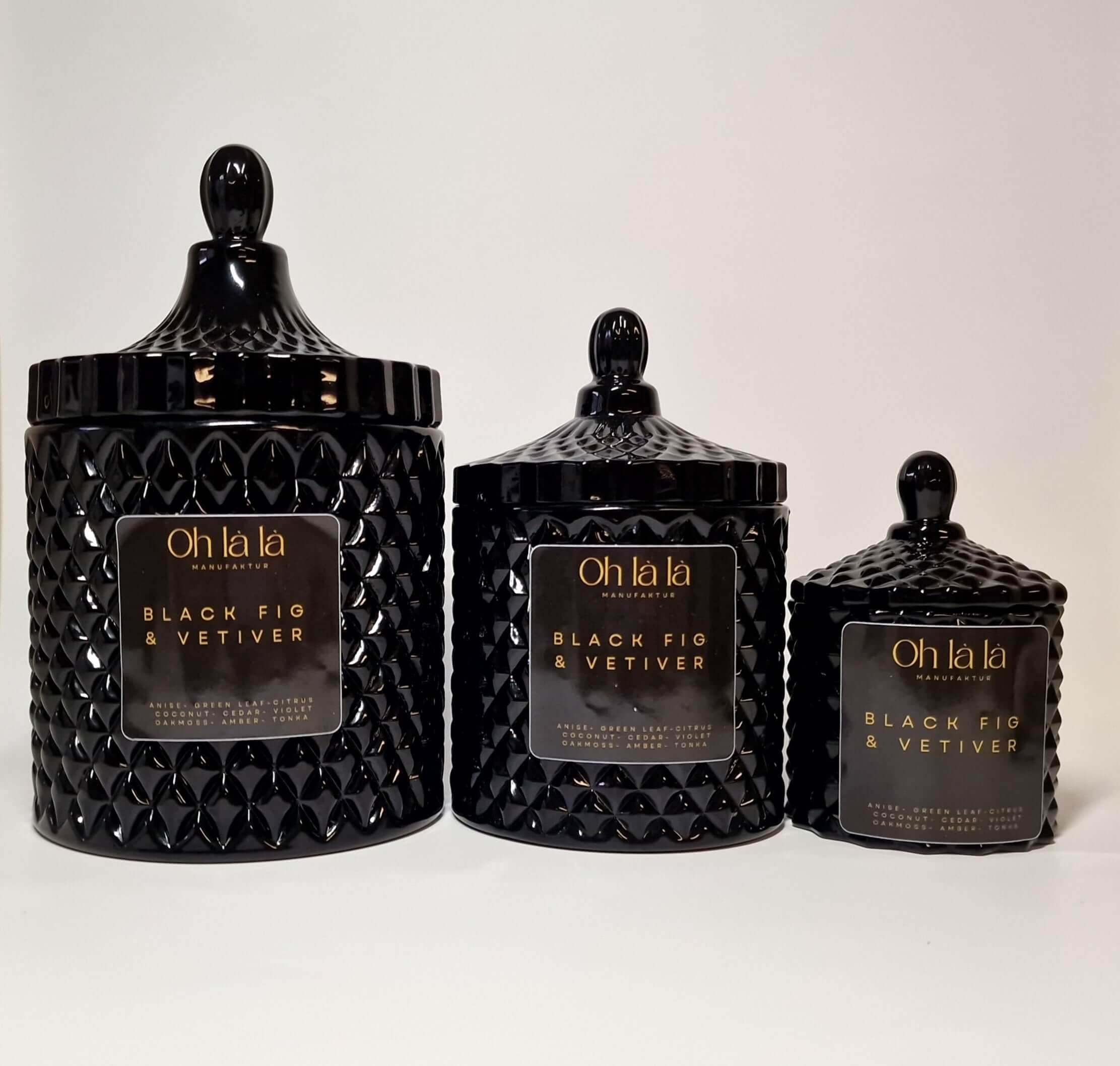 Wunderschöne Sojakerze FEIGE &amp; VETIVER (3 Größen) - Kochschein