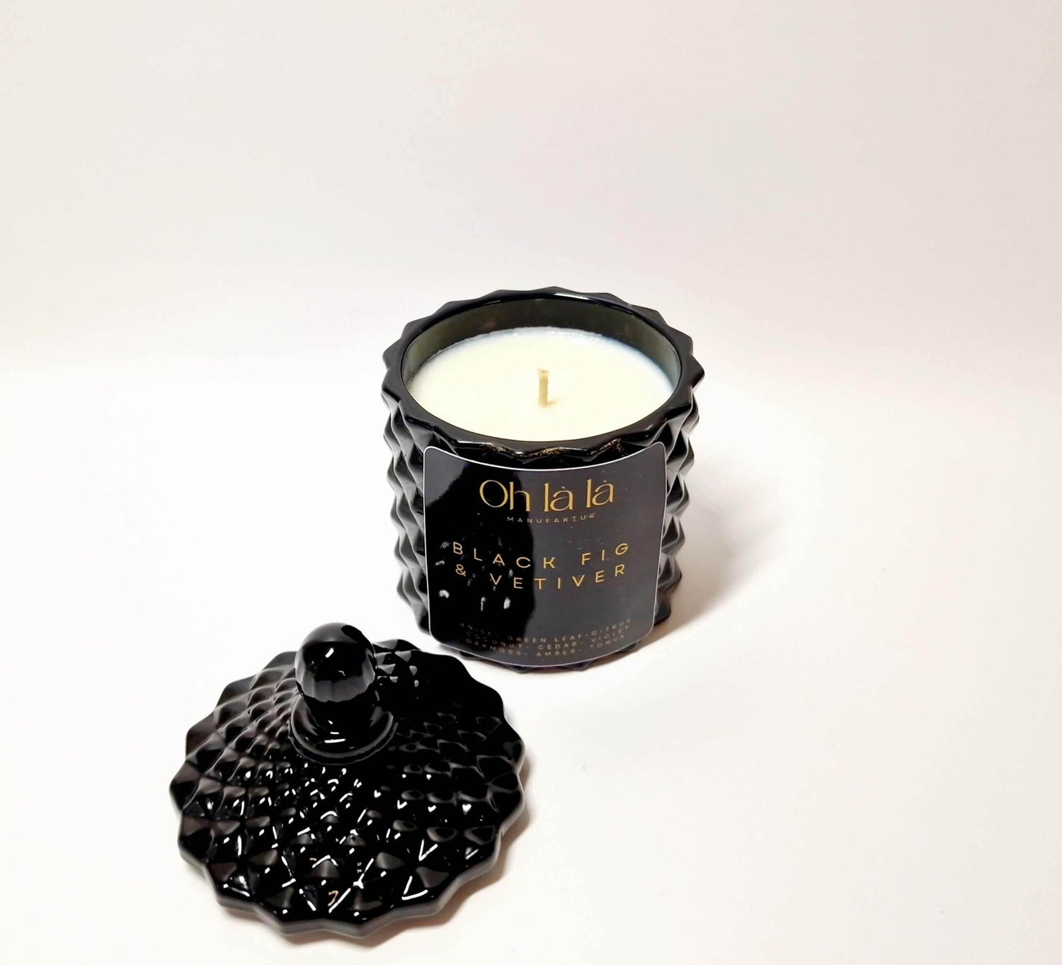 Wunderschöne Sojakerze FEIGE &amp; VETIVER (3 Größen) - Kochschein