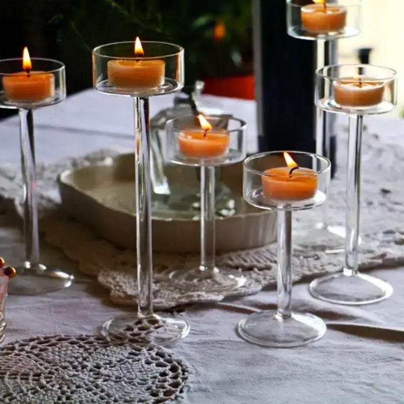 Stilvolles Glas Teelichthalter Set (in drei Größen) - Kochschein