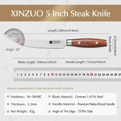 XINZUO Steakmesser Set aus Edelstahl (Einzeln oder 4er Set) - Kochschein