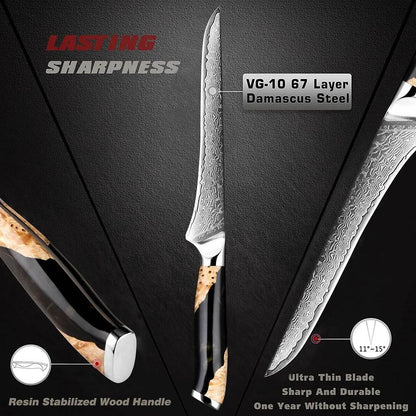 XITUO Chef Boning Damastmesser - 6 Zoll | 67-Lagen - Kochschein