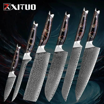 XITUO Exklusives Damastmesser Set | 67-Lagen (Einzeln oder Sets) - Kochschein