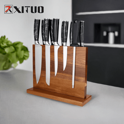XITUO Doppelseitiger Magnetischer Messerblock Akazienholz - Kochschein