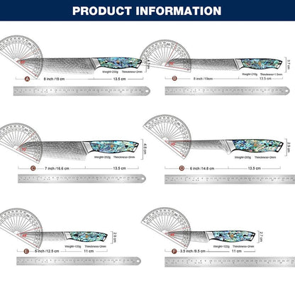 XITUO Premium Damastmesser Set - Art-Series | 67 Lagen (Einzeln oder 6er Set) - Kochschein